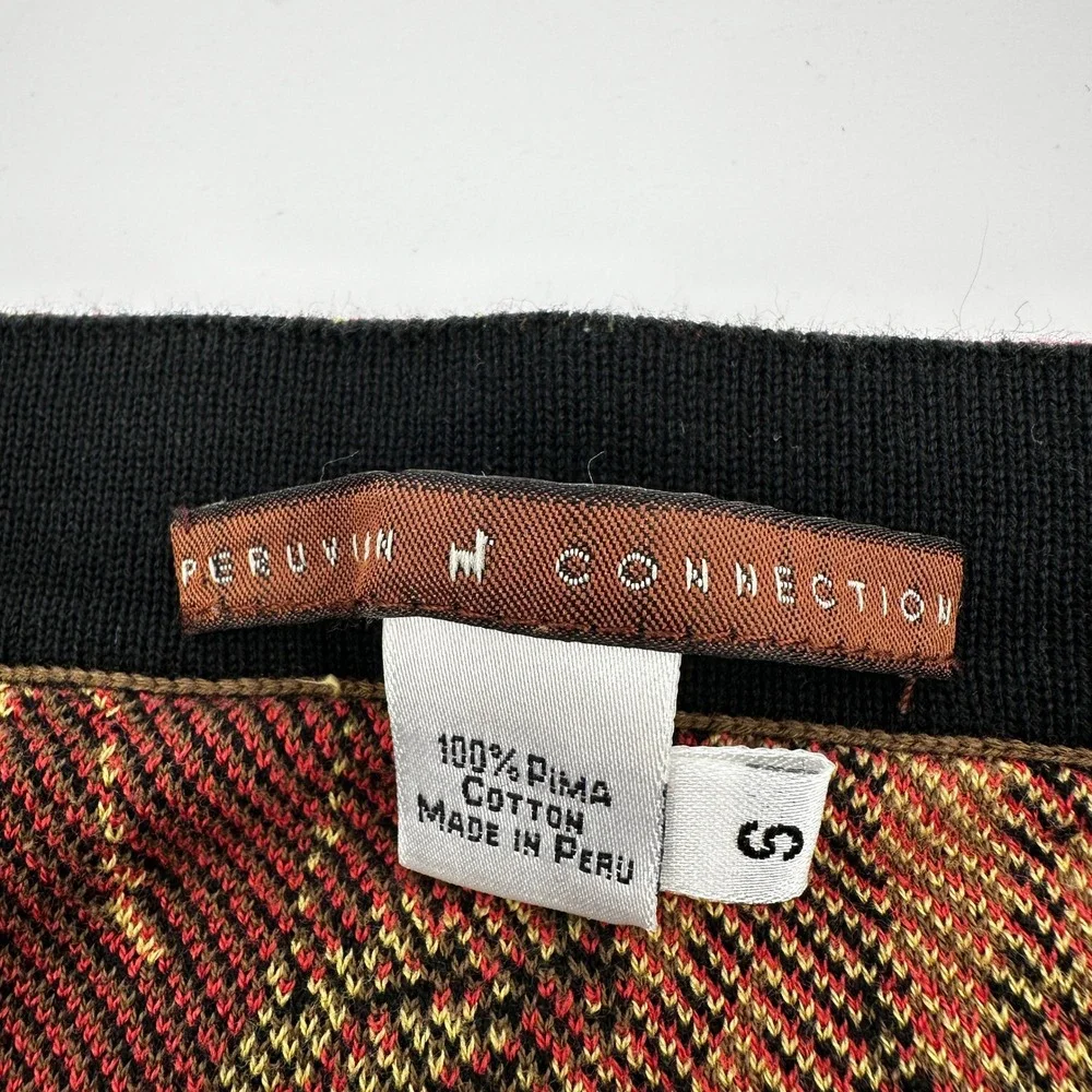 Peruvian Connection Knit Leaf Print Jacquard Knit Tapestry Pencil Skirt‎ Small